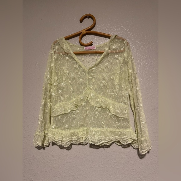 Vintage Marrika Nakk’s Cowgirls Lime Green Floral Lace 2 Piece Set - Picture 5 of 5